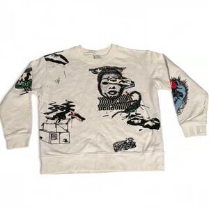 Zara pop art Graphic Print White Sweater